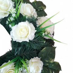 Artificial Wreath with Roses and accessories Ø 60cm Cream