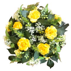 Artificial Pine Wreath Roses, Violets and Accessories 42cm