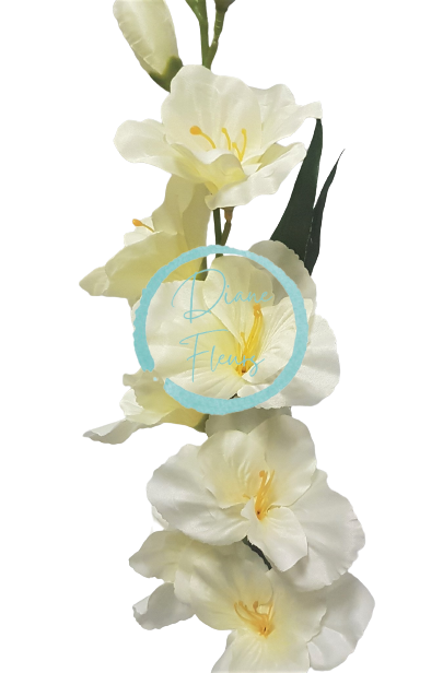 Gladiola kusová do vázy 78cm krémová umelá
