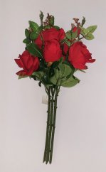 Ruže kytica "7" červená 47cm umelá