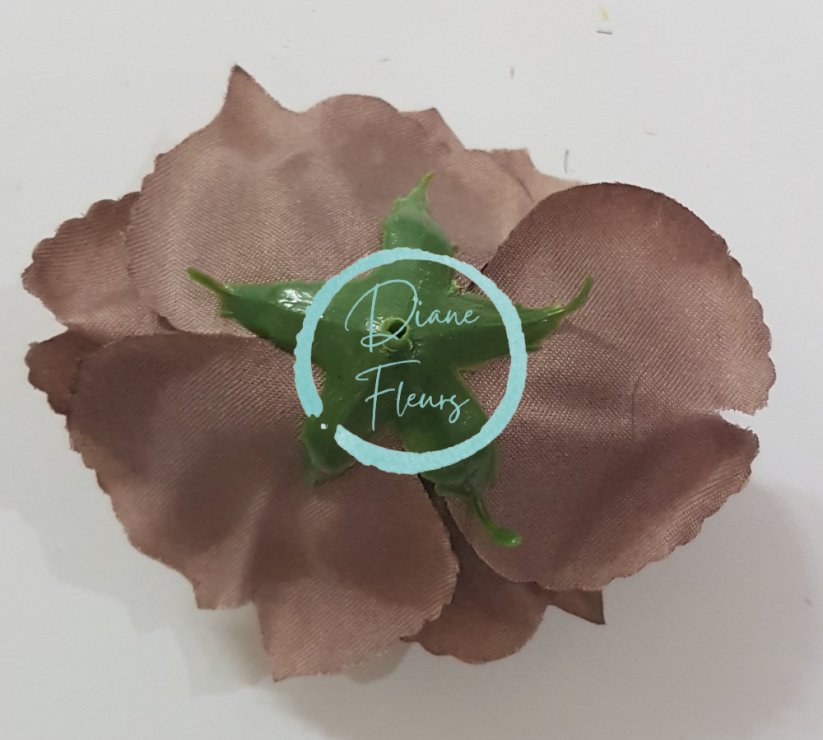 Główka kwiatowa róży O 10cm brązowa sztuczna