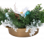 Smuteční aranžmán betonka umělá poinsettia vánoční hvězda, bobule, vánoční koule a doplňky 60cm x 25cm x 18cm