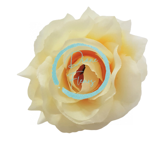 Artificial Rose Head O 3,9 inches (10cm) Light Yellow
