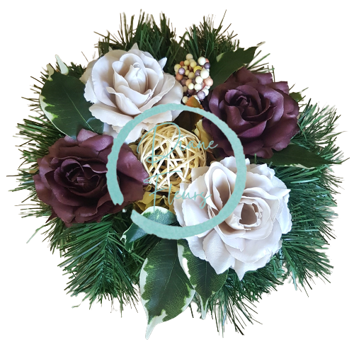 Aranžmán betonka umelé ruže & doplnky Ø 28m x 16cm