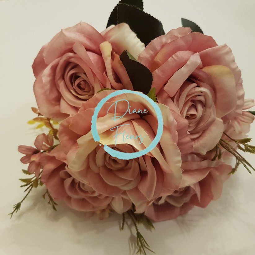 Bukiet róż różowy "9" 48cm sztuczny