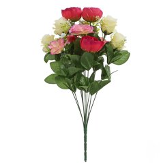 Exclusive Ruže, Anemone, Ranunculus kytica x12 48cm červená, krémová umelá