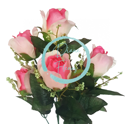 Růže kytice větev x6 78cm umělá růžová
