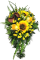 Trauergesteck aus künstliche Sonnenblumen, Rosen und Zubehör 50cm x 28cm x 18cm