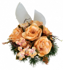 Aranžman od betona Ruže i hortenzije i dodaci Oko 30 cm x visina 20 cm Narančasta