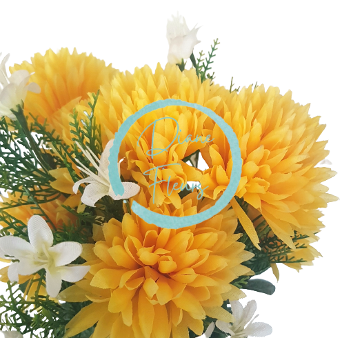 Buket krizantema x9 45cm umjetni žuta
