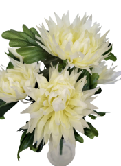 Artificial Chrysanthemums x5 Bouquet 50cm Cream - Low price