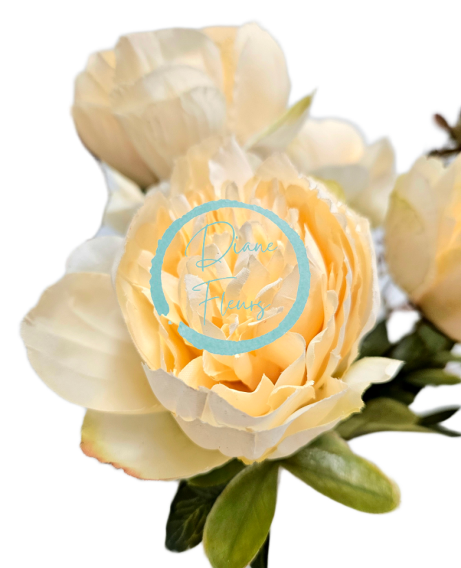 Mazzo di peonie artificiali crema da 40 cm