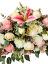 Großes Trauergesteck Exclusive aus künstliche Pfingstrosen, Rosen, Delphinium und Accessoires 135cm x 50cm x 35cm AS1017