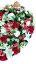 Coroană funerară inimă, trandafiri, crini și flori mici 65cm x 65cm artificială AS1080