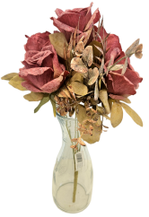 Изкуствен букет от рози и аксесоари 46 см старо розово