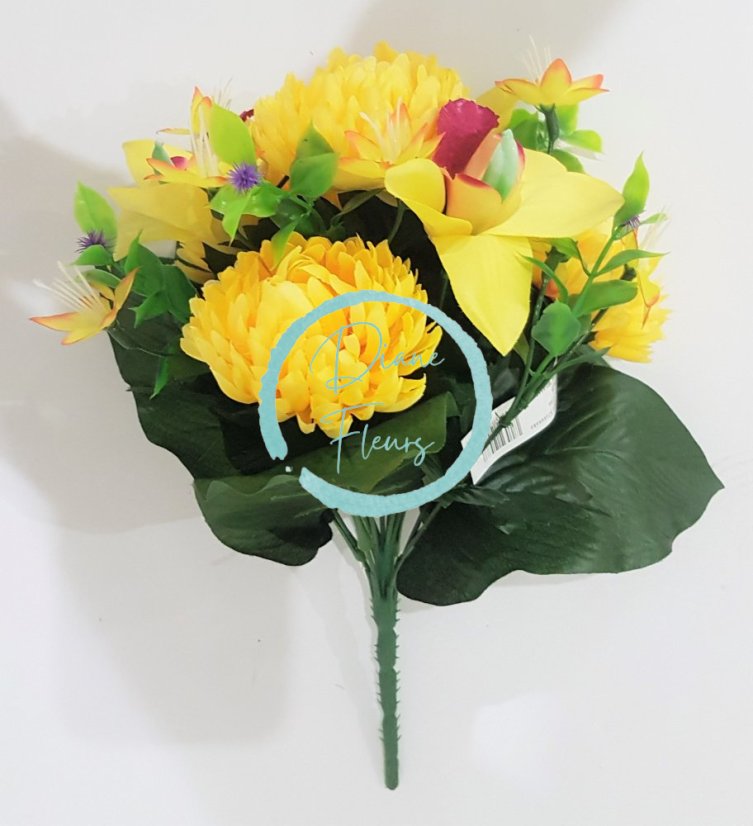 Chryzantémy & Orchidey kytica žltá 33cm umelá