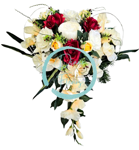 Luxury arrangement made of artificial peony, roses, gladiolus and accessories 48cm x 60cm x 20cm