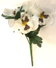 Macešky kytice bílá 22cm umělá
