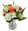 Blumenstrauß aus künstlichen Rosen, Nelken, Lilien und Orchideen x13 33cm Orange, Creme