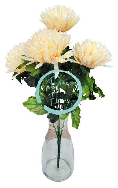 Chryzantémy kytica x5 50cm broskyňová umelá - Najlepšia cena