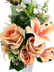 Exclusive artificial bouquet Roses, Lilies and accessories x13 54cm x 30cm Orange
