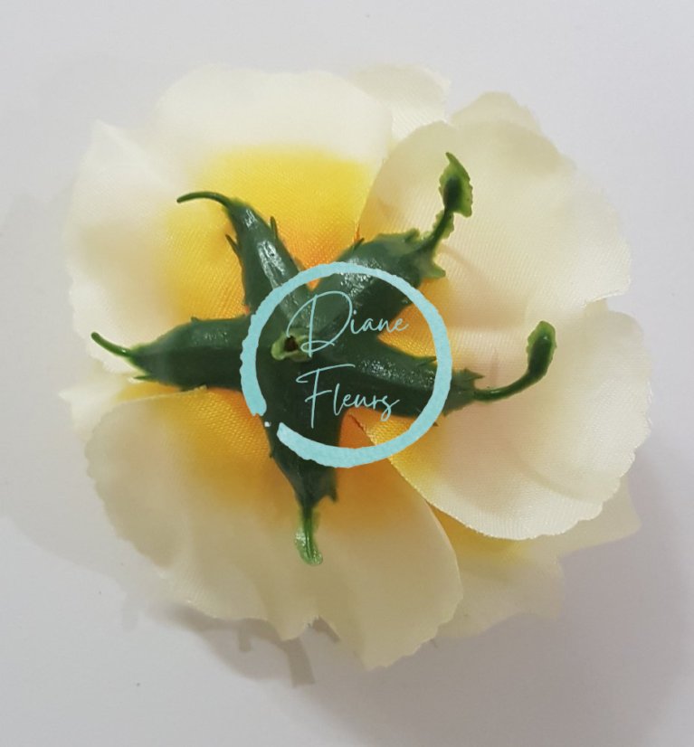 Testa di fiore di rosa artificiale giallo chiaro O 10cm