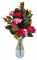 Luxusná umelá kytica pivonky, hortenzie, bodliak a doplnky x18 65cm