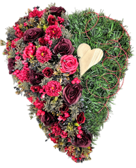 Luxury Artificial Wreath Heart Exclusive Roses, Dahlias, Wooden heart and Accessories 75cm x 65cm