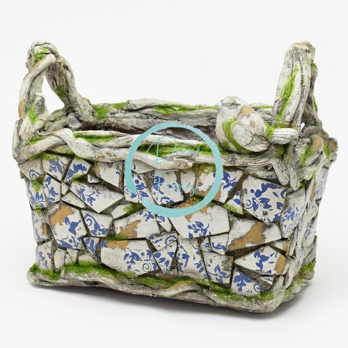 Decorative stoneware flowerpot "basket" 36,5cm x 24cm x 29,5cm