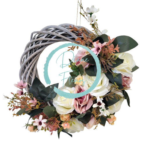 Prútený veniec ruže a doplnky Ø 35cm