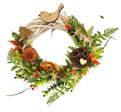 Christmas wicker wreath decorated with dried fruits and accessories Ø 25cm