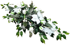 Luksuzni aranžman umjetne ruže, poinsettia i dodaci 100cm x 55cm x 28cm