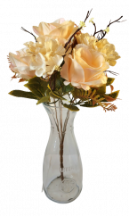 Buchet de trandafiri si hortensii x7 44cm roz deschis flori artificiale