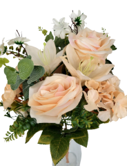 Künstliche Rosen & Hortensien & Lilien Strauß Hellrosa 47cm