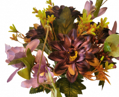 Gerbera és orchidea csokor 33cm lila művirág