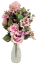 Exklusiver künstlicher Blumenstrauß mit Rosen, Hortensien und Accessoires, 52cm x 30cm rosa