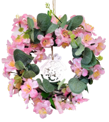 Wicker wreath decorated with Cherry Blossoms and Accessories Ø 23cm
