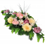 Trauergesteck aus künstliche Pfingstrosen, Dahlien, Gänseblümchen und Zubehör 70cm x 35cm x 25cm