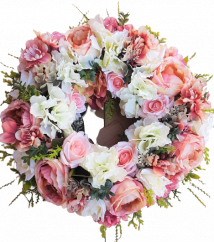 Luxos coroană din rachita de flori artificiale exclusiv trandafiri și accesorii Ø 30cm