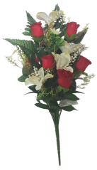 Künstliche Rosen und Alstroemeria Inkalilien Strauß x12 52cm Rot und Weiß