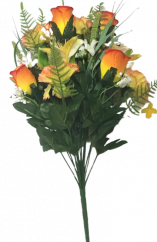 Trandafiri & Alstroemeria & Garoafe x18 Buchet portocaliu, galben 50cm flori artificiale
