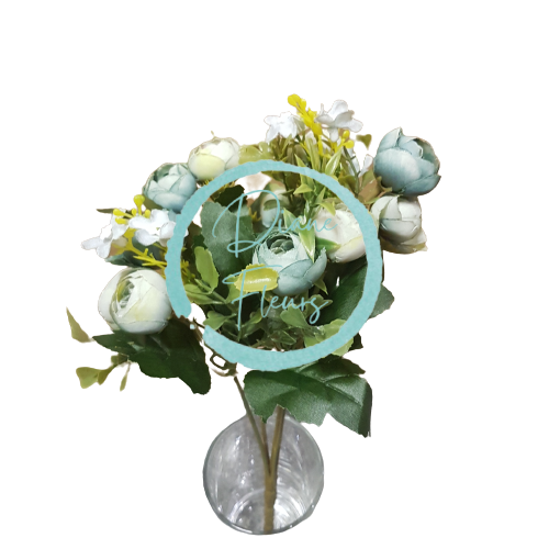 Künstliche Blumenstrauß Von Kamelien 30cm Blau