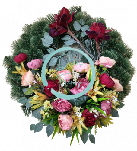 Artificial Pine Wreath Exclusive Peonies & Lilies & Amaryllis & Accessories Ø 95cm