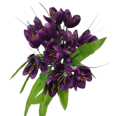 Artificial Crocus Flower bouquet x7 30cm Purple