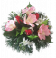 Žalobni aranžman umjetne ruže, alstromerija i dodaci Ø 28cm x 18cm