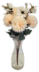 Buchet Crizanteme si Margarete Artificiale x10 46cm somon, crem