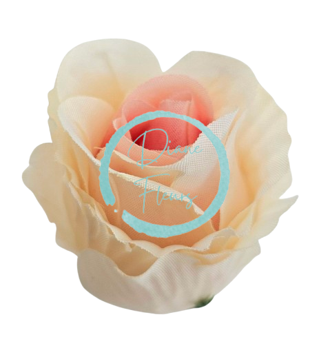 Artificial Rose Bud Head 6cm x 5cm Cream and Pink