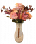 Šopek vrtnic, marjetic in lilij x7 vijolična, roza 44cm umetno
