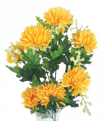 Künstliche Zweig Chrysanthemen x7 75cm Gelb