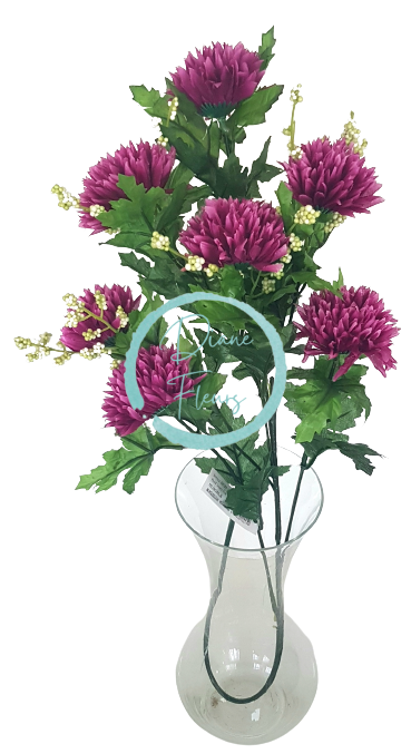 Ramo di crisantemo artificiale viola x7 75cm